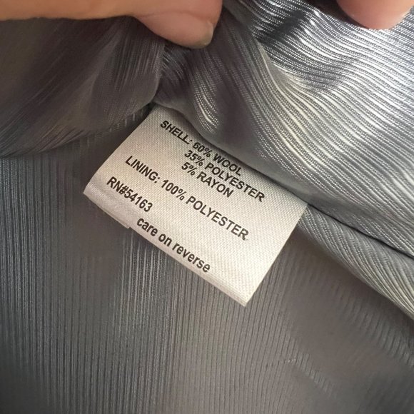 Calvin Klein Size 12 Wool Blend Winter Coat Dark Charcoal Gray Peacoat Belted - Picture 5 of 8